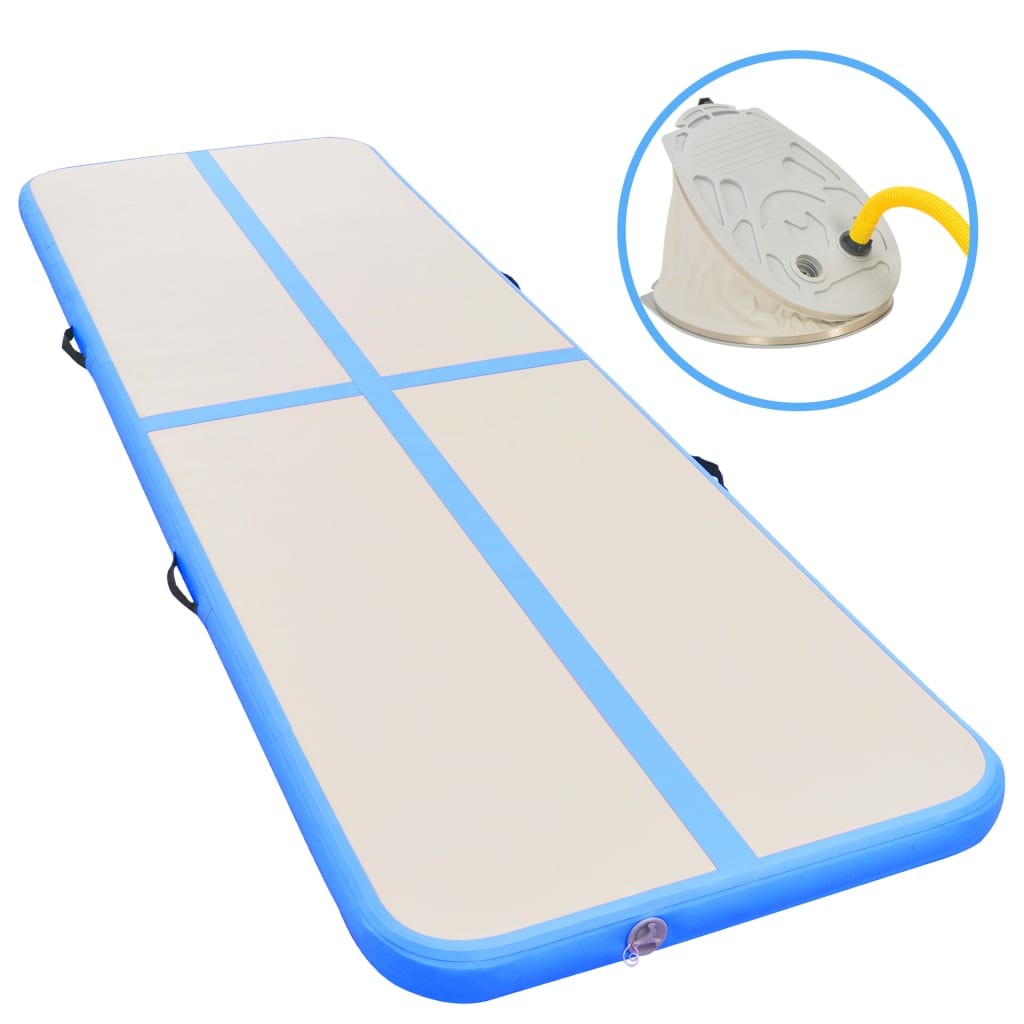 Inflatable Gymnastics Mat with Pump 600x100x10 cm PVC Blue 14 Inflatable Gymnastics Mat with Pump 600x100x10 cm PVC Blue